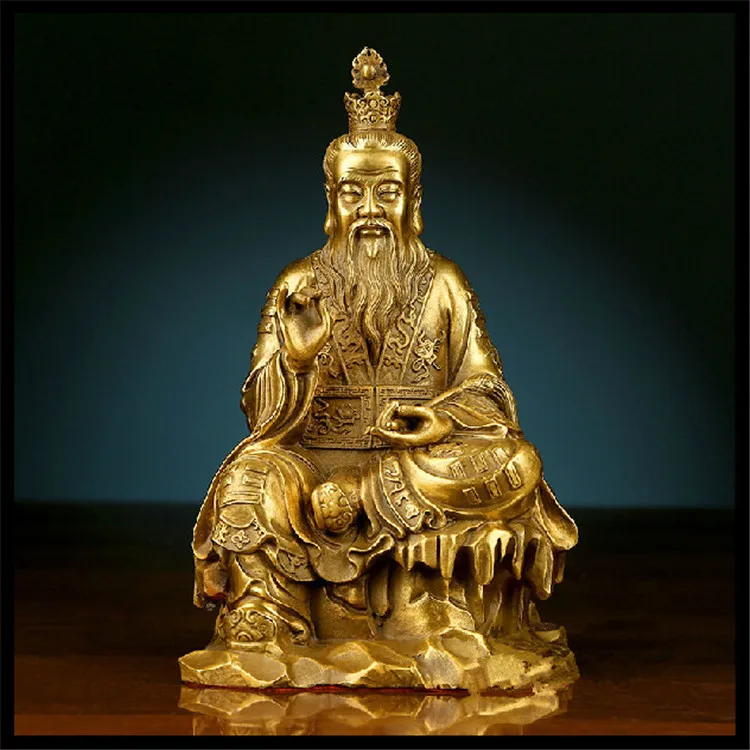 Chinese Brass Taoism Founder Laotse LaoJun Laozi Immortal God Sit Stone Statue