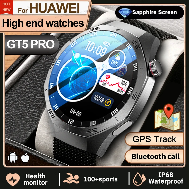 

Для Huawei Новые высококачественные GT5 Pro модные умные часы мужские спортивные часы с пульсометром GPS трекер компас водонепроницаемые NFC Bluetooth часы с вызовом
