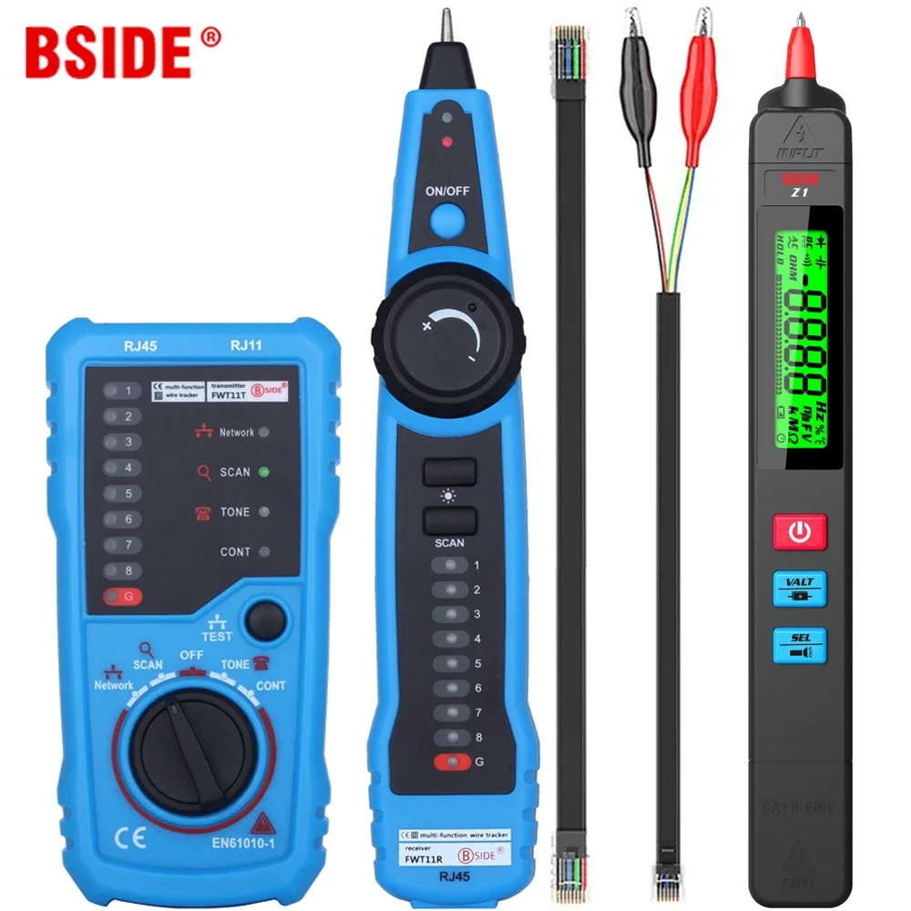 Тестер сетевого кабеля BSIDE FWT11, детектор RJ11, RJ45, Cat5, Cat6, трассировщик телефонных проводов, тонер-трассоискатель Ethernet, LAN