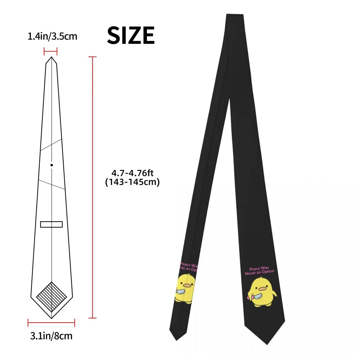 Anatra con coltello La pace non era mai una opzione Cravatta da uomo Cravatte sottili in poliestere di seta Accessori da sposa Cravatta Gravatas classiche