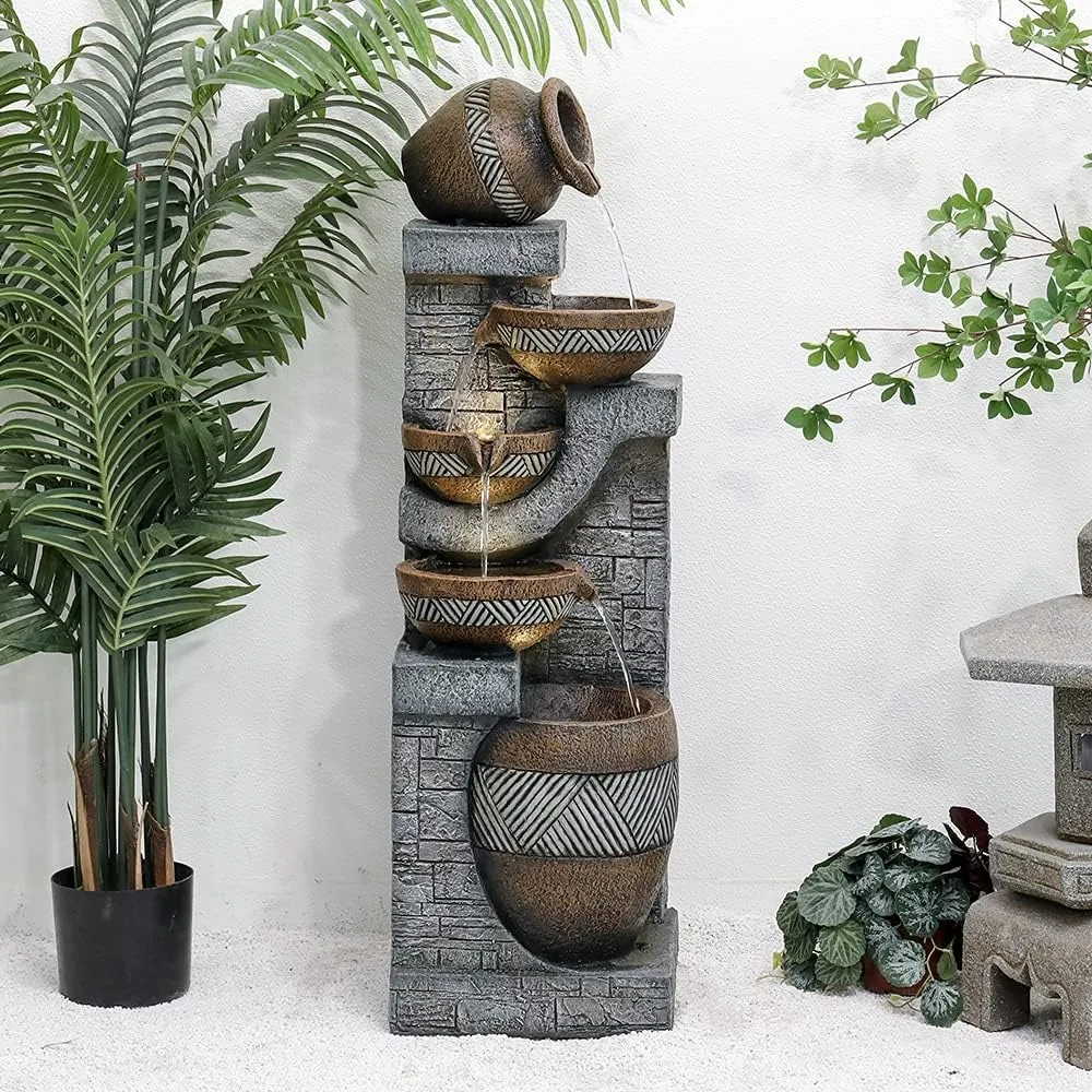 Imagem -05 - Indoor e Outdoor Garden Fountain Modern Floor Standing Stacked Water Feature Adequado para a Decoração do Pátio Andares 42.5 Polegada