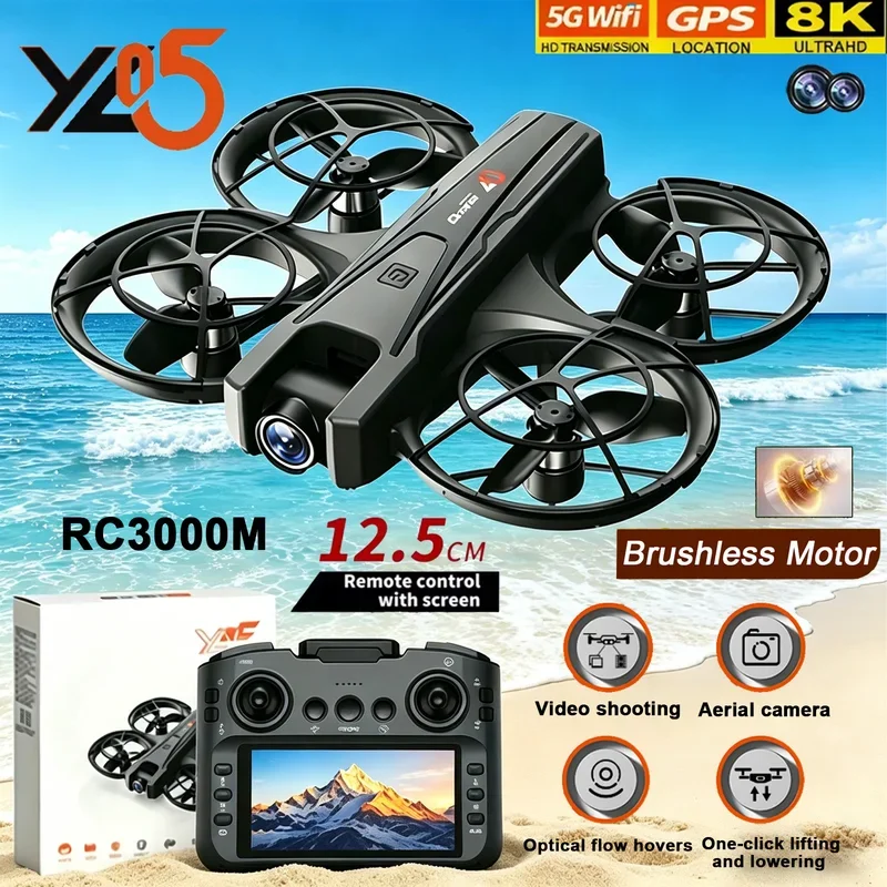 YL05 Drone 8K HD Dual-Camera Screen Remote Aerial Photography with Screen Aircraft Optical Flow Hover RC Quadcopter Toys Gifts