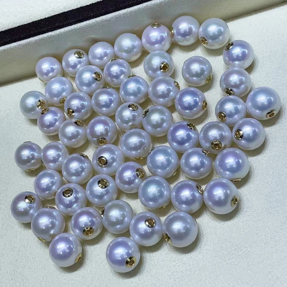 Classic 18K Gold Through Hole Aurora White Pearl Pendant with Smooth and Nearly Flawless Super Large 13-14mm Natural Pearl Beads