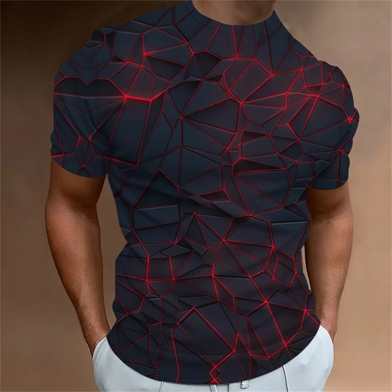 

Geometric Line T-shirt Men 3D Print Casual Short Sleeve Tees Summer O-Neck Loose Pullover Cool Tops Fashion Street Sweatshirt