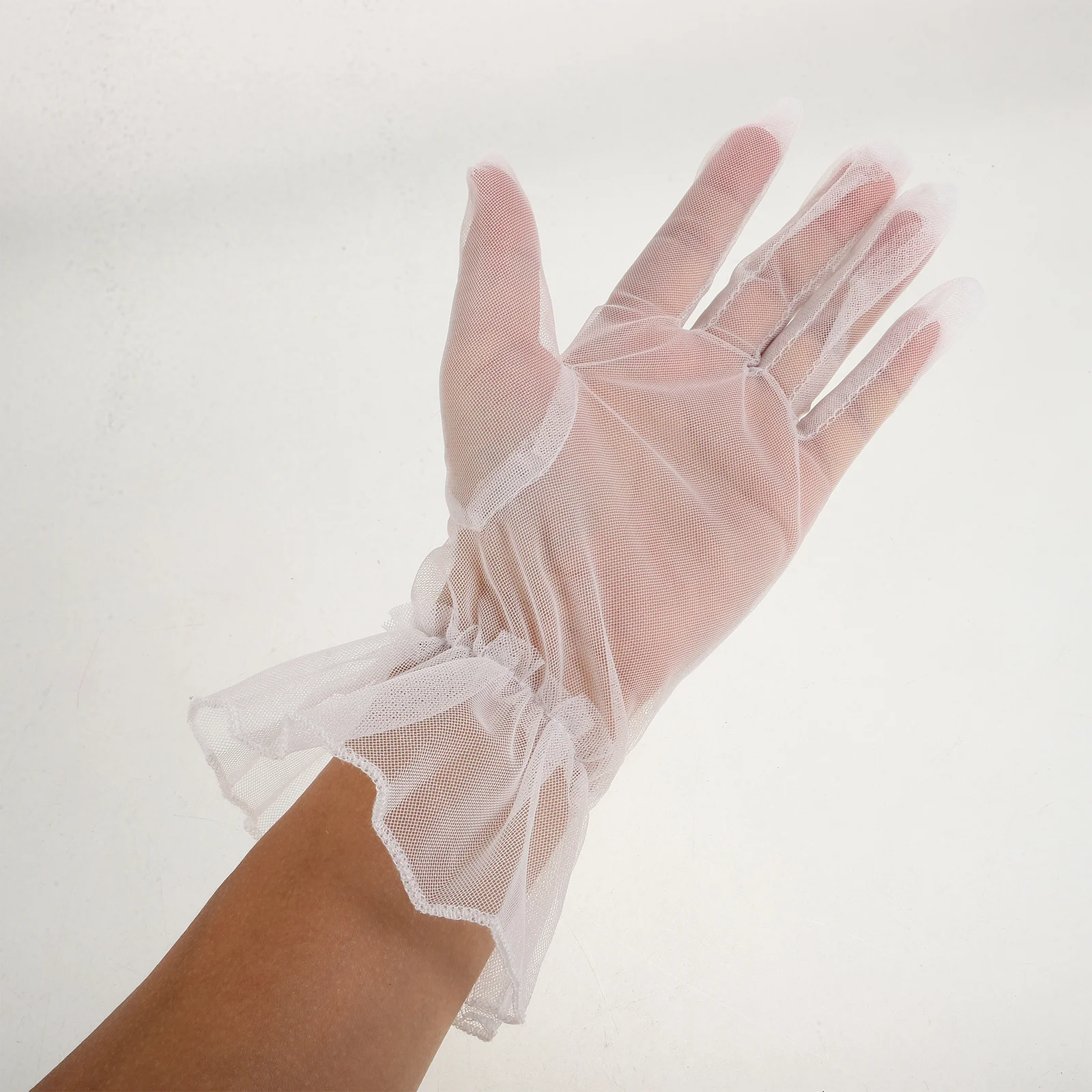 1 par de acessórios de casamento luvas de gaze de noiva elegantes luvas de malha branca para festa de noiva cerimônia formal acessórios de casamento