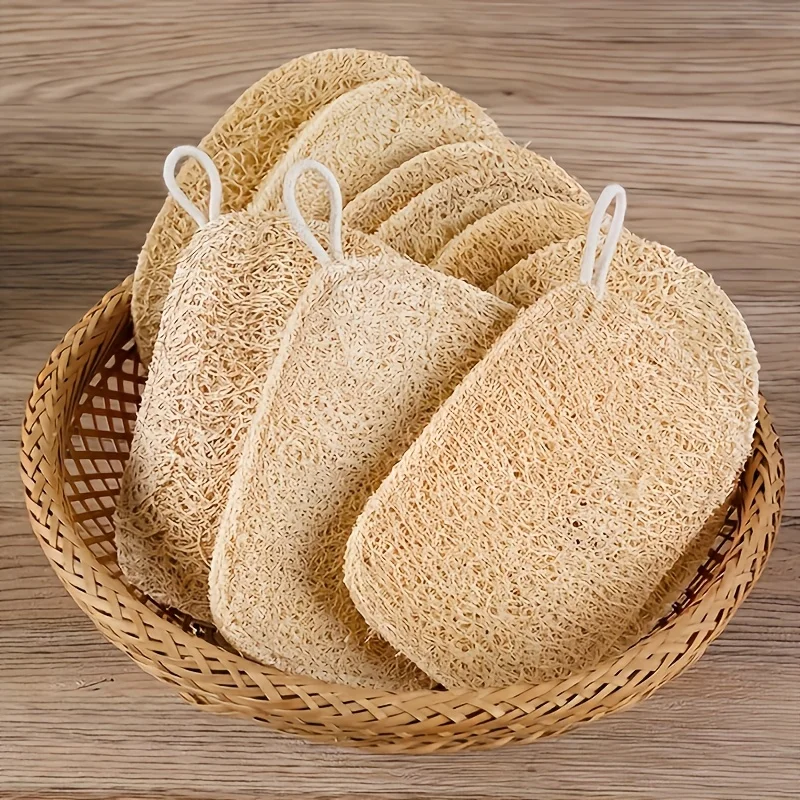 

3pcs Natural Loofah Exfoliating Sponges - Gentle Body Scrubber for Shower & Bath, Ideal for Men
