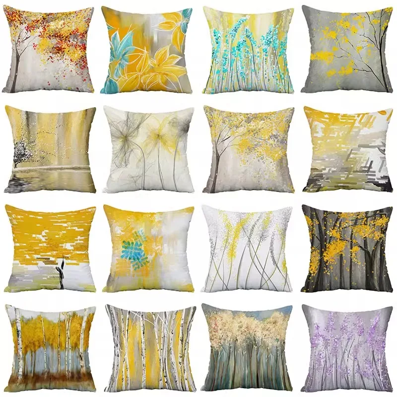 

Yellow Plant Art Pillowcase Dormitory Decoration Office Living Room Sofa Home Pillowcase