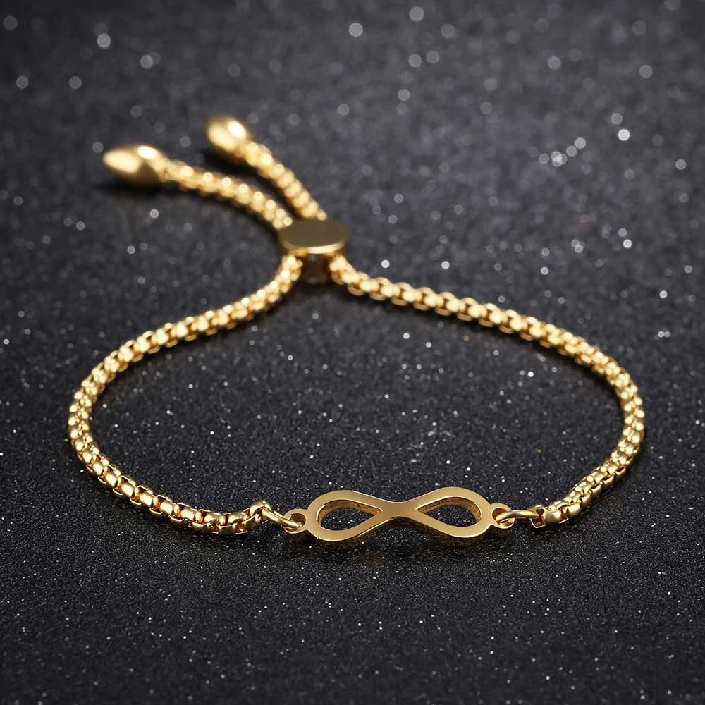 Lokaer Trendy Infinite Bracelet For Women Rose Gold/Gold/White Color Length Adjustable Female Box Chain Charm Bracelet B17104