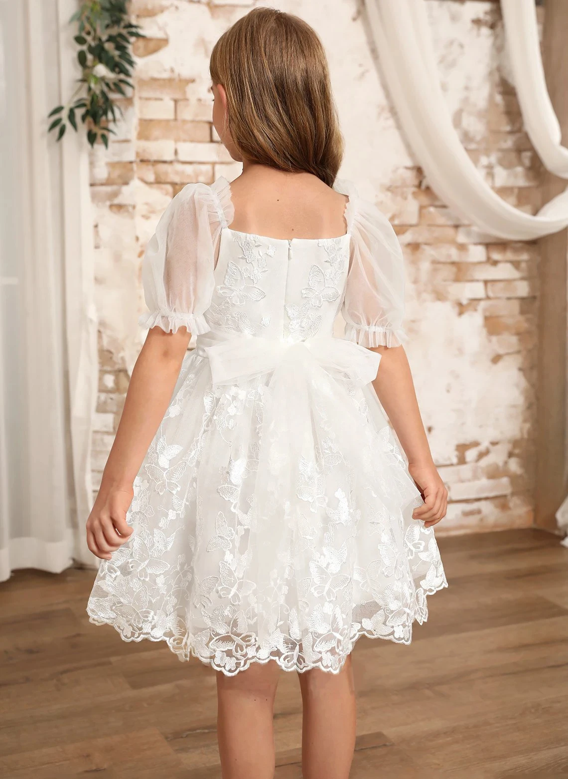 YZYmanualroomGirl dress flower girl bridesmaid bow dress white children's birthday Product Details/ Custom Made