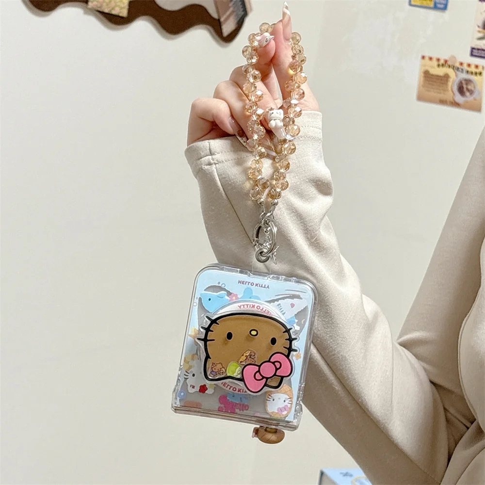 새로운 HelloKitty 사랑스러운 안티 가을 커버 Funda 삼성 갤럭시 Z Flip6 Flip5 7 Flip7 Magsafe 홀더 충격 방지 전화 케이스