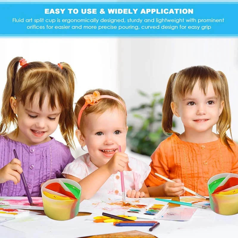 color cup Reusable 3 Channels Split Color Mixing Cups for Paints, Resin Pouring Painting Tools DIY Making Drawing Accessories