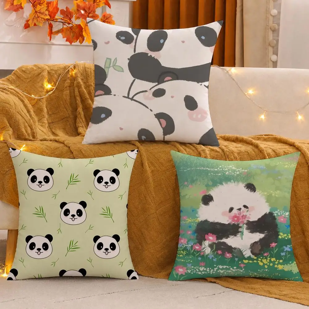 cute Panda Cushion Cover Pillow Case plush Double-sided Print Square Covers Sofa Home Cushion