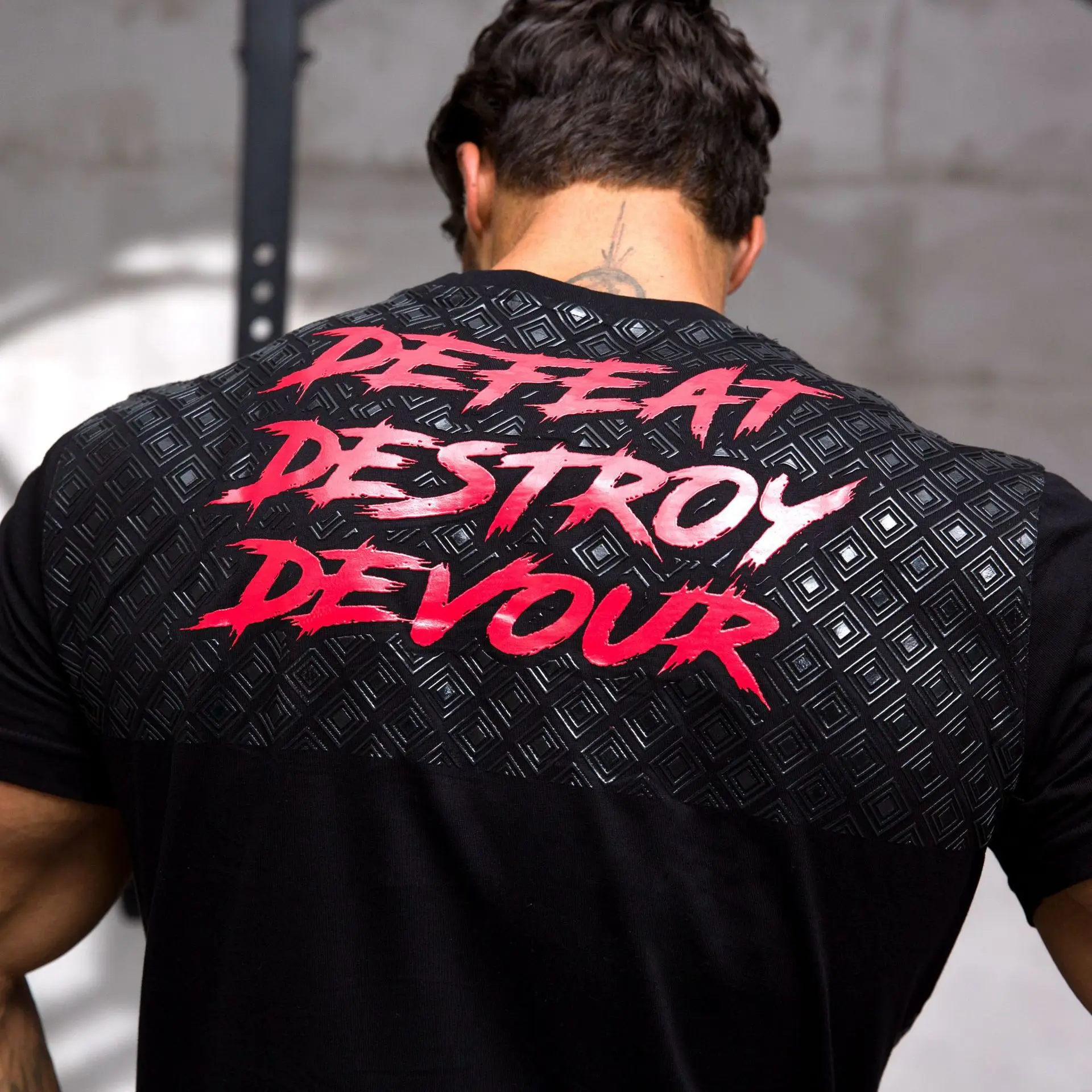 قميص بولو رياضي قصير الأكمام للرجال من سيربيروس للياقة البدنية وكمال الأجسام وتدريب القوة، مضاد للانزلاق مع تصميم حجر التمرين #1