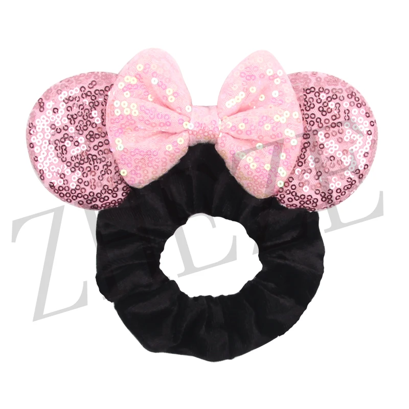 Cổ Điển Nàng Tiên Cá 2.8 "Tai Chuột Tóc Scrunchies Bé Gái Dây Cột Tóc Đuôi Ngựa Thun Nhung Băng Đô Quấn Tóc Mùa Thu Đông DIY Phụ Kiện Tóc