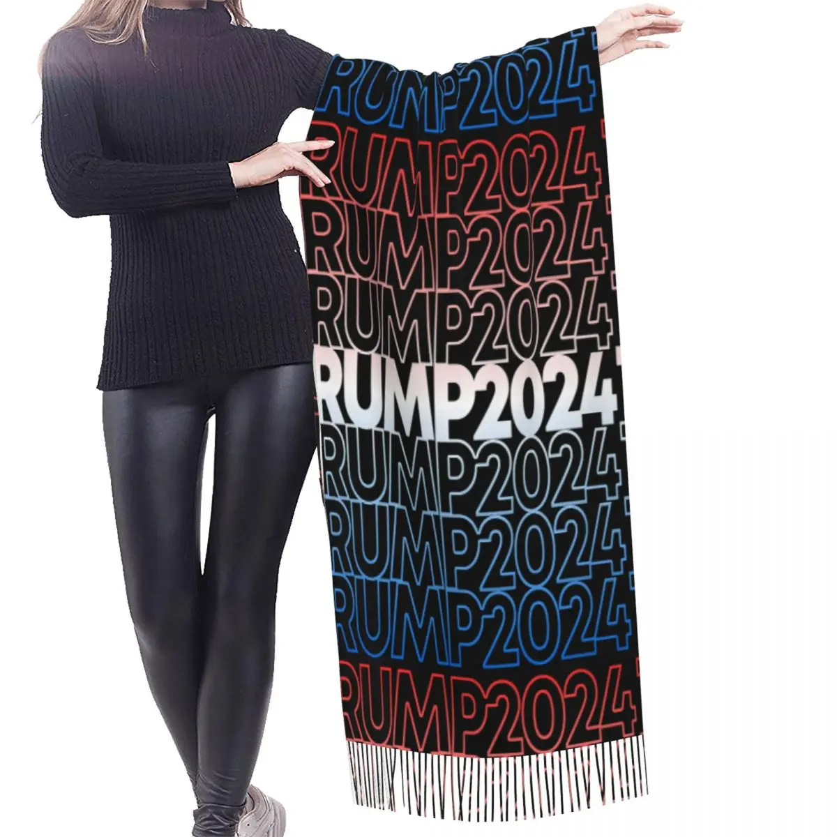 Ladies Long Trump 2024 Scarves Women Winter Fall Soft Warm Tassel Shawl Wraps America US Scarf