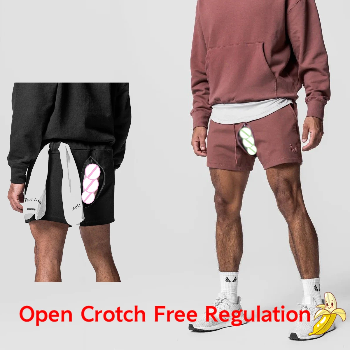 Summer Sports Shorts Men Outdoor Sex Open Crotch Erotic Fitness Casual Pants Cotton Running Fitness Sweatpants Basketball Short