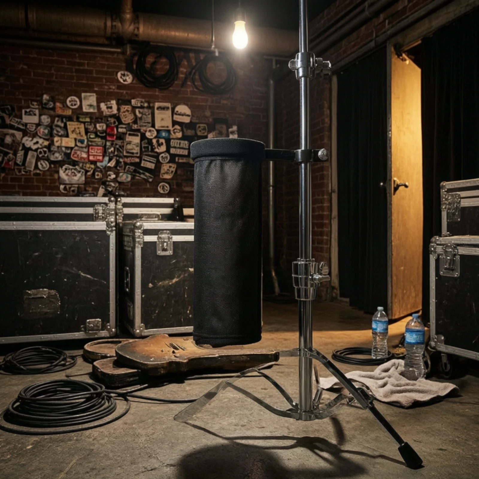 Drumstick Holder with Clamp Rigid Drumstick Bag with Clamp Drum Mallet Holder Slim Compact for Drummers, Stage, Rehearsal Room