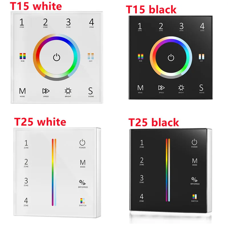 

Wireless 2.4G 4 zone panel remote RF RGB+CCT Panel Remote Control AC100-240V or 7#AAA battery powered for RGB+CCT LED light