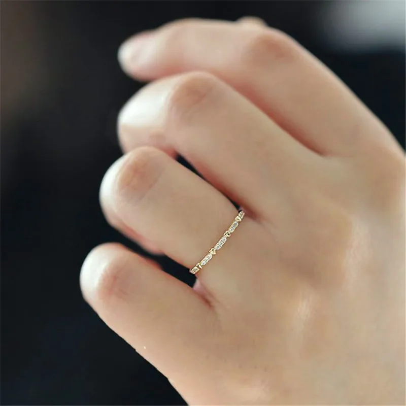 Cute Boho Female Small Stone Promise Gold Color Heart Engagement Ring Fashion Wedding Jewelry For Women