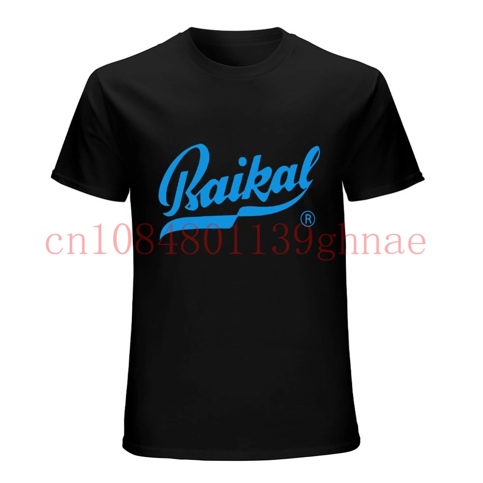 Camiseta negra con estampado de Baikal y guapo, buena calidad, bonita