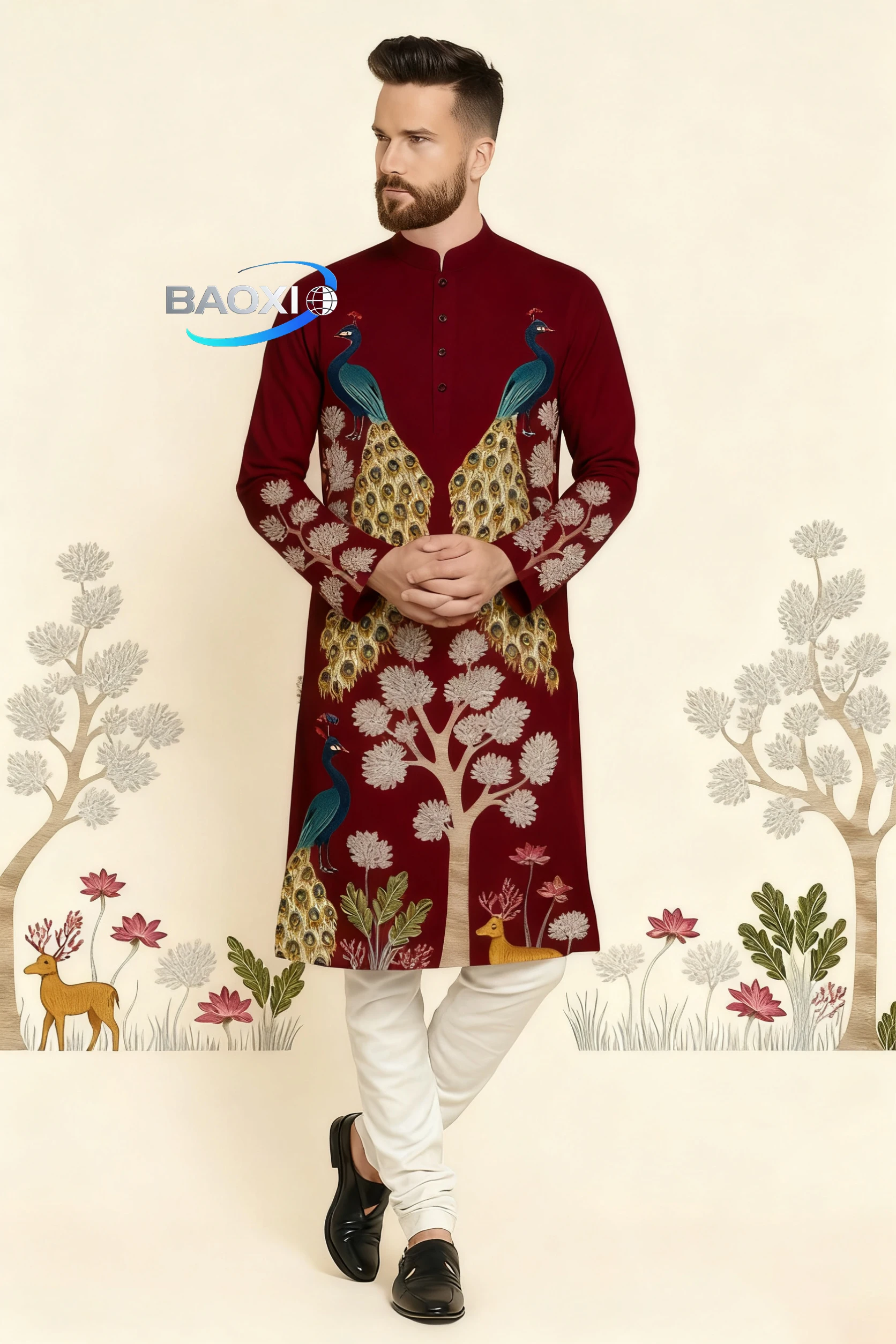 2026 Men's printed pattern kurta vardha fashionable and comfortable fit regular robe suitable for all occasions ethnic clothing