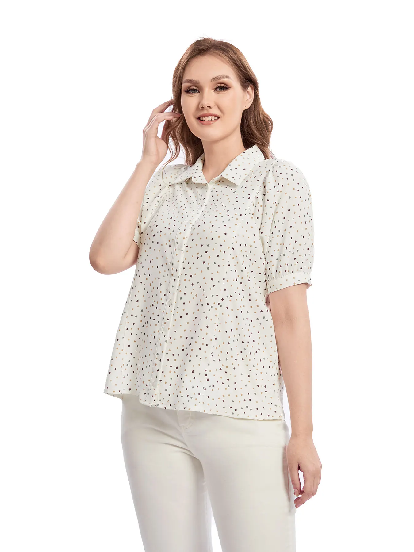 Women Plus Size Woven Spring And Autumn Fashionable Shirt