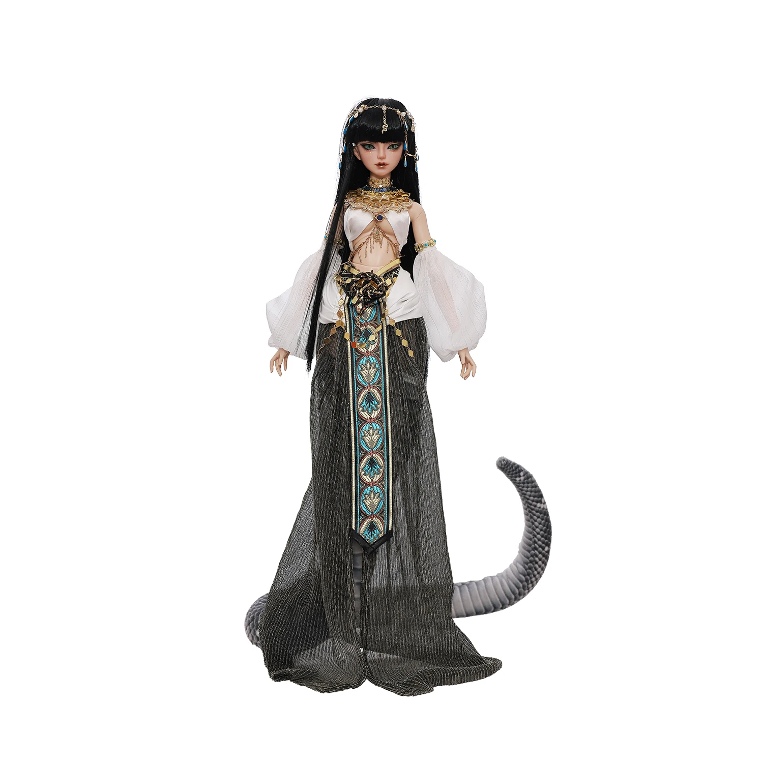 Boneca egípcia bjd 1/4 conjunto completo-deusa da cobra uraeus artesanal was-scepter fantasia defensor pés humanos cauda roupas shugafairy