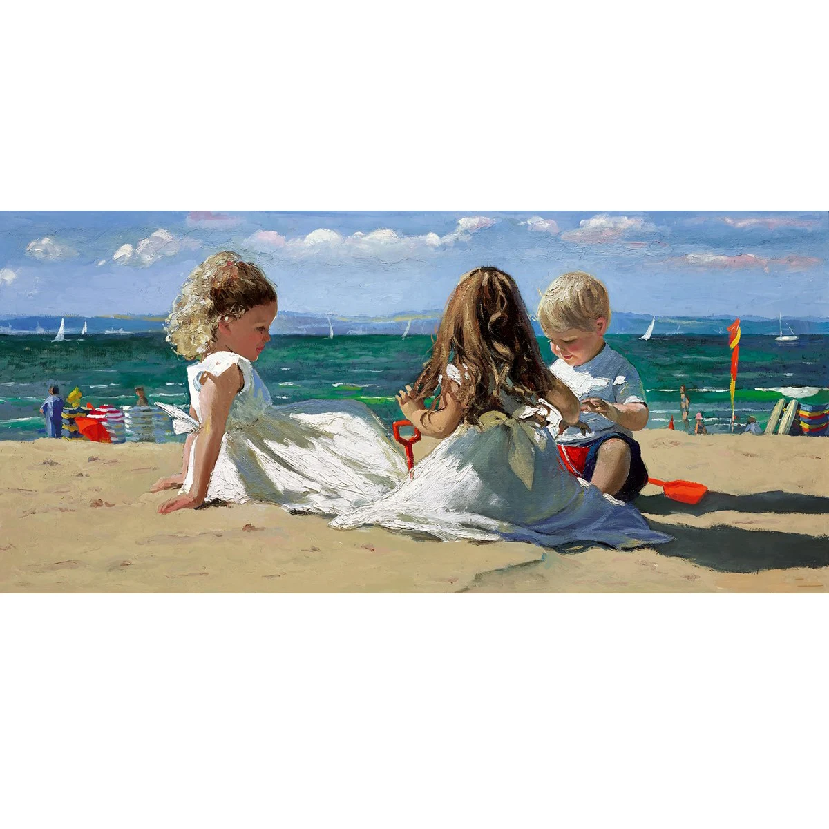 Joyful days by the sea by Sherree Valentine Daines Hand painted impression figure painting reproduction living room decor pictu