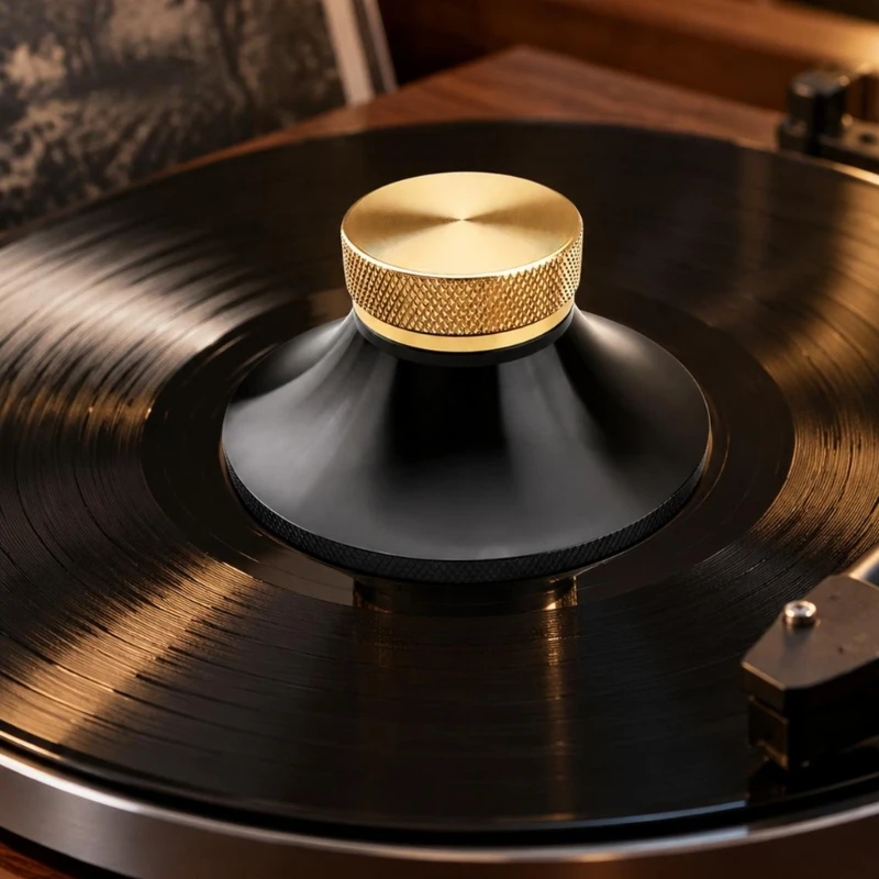 Vinyls Center Weight Record Stabilizer for Turntable Playbacks, Built with a 172G Aluminum Alloy Body, Anodized Black and F19E