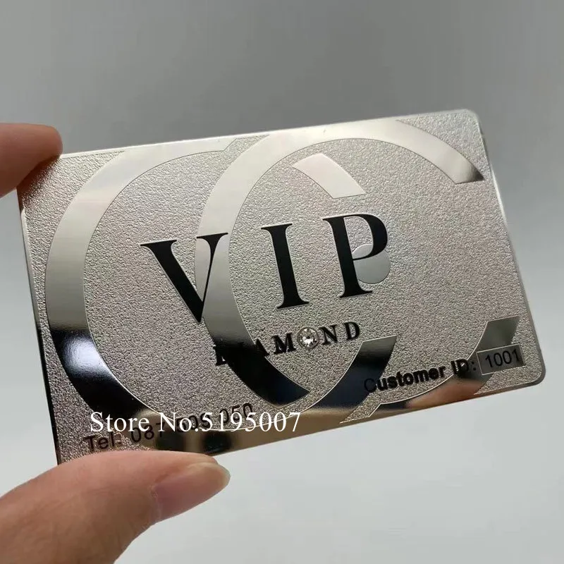 High End Silver Plated Fashion Metal Business Cards Stainless Steel Printing Laser Logo Business Cards Metal