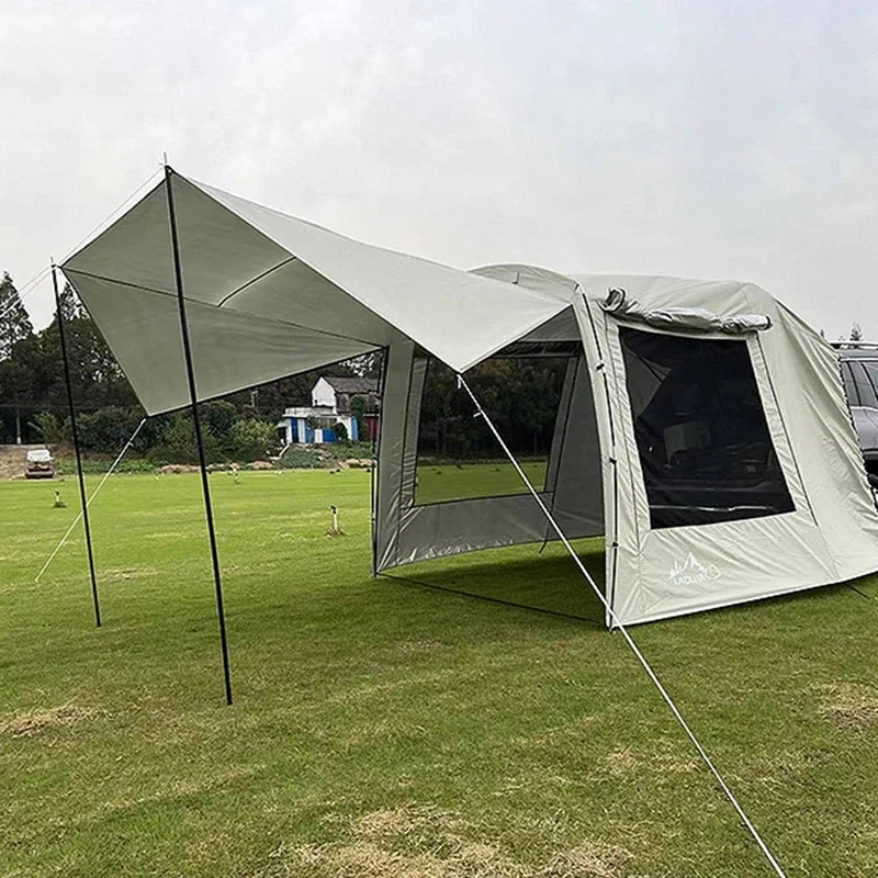 Car Rear Tent Extension Waterproof Trailer Camping Shelter Canopy Trunk Tail Self-driving Sunshade Outdoor Tour Barbecue Picnic