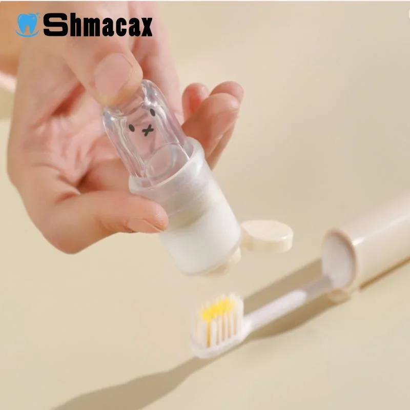 

a 2 In1 Mini Travel Toothbrush Toothpaste Set Adult Outgoing Camp Business Toothbrush Carry-on Deep Cleaning Oral Care