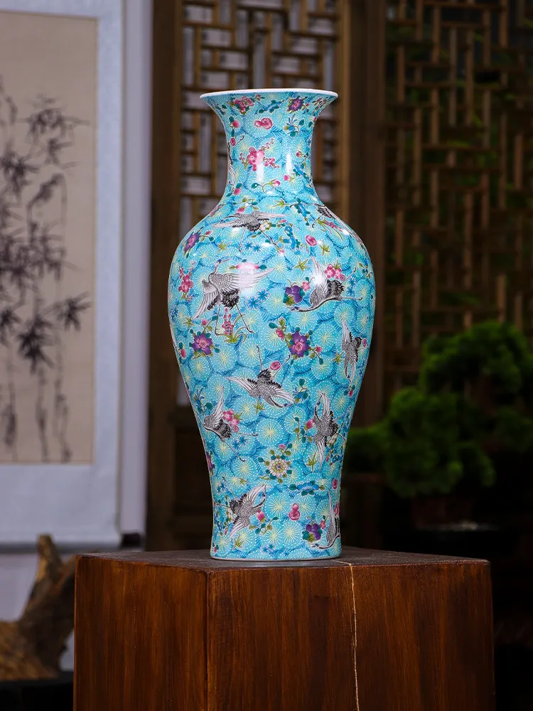 

Jingdezhen ceramics large vase fishtail bottle large mouth home living room flower arrangement ornament