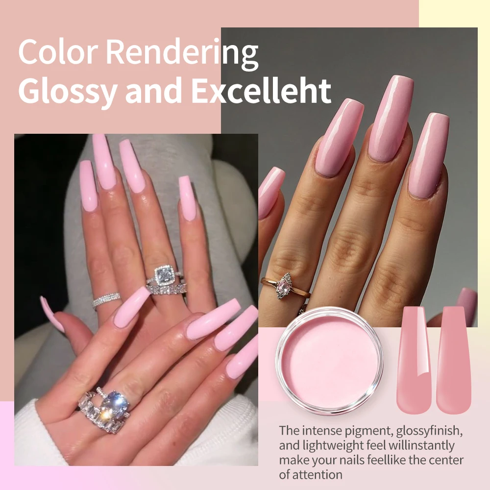 Juego de polvos acrílicos desnudos/rosas, 12 Uds., 3 en 1, para inmersión/tallado/polvo de cristal para uñas desnudas Pastel extendido, polvo acrílico fino para manicura