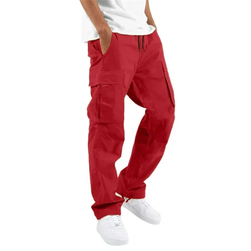 New trendy street-style men's long work pants with multiple pockets made of twill fabric and having a washed finish  cargo-hosen
