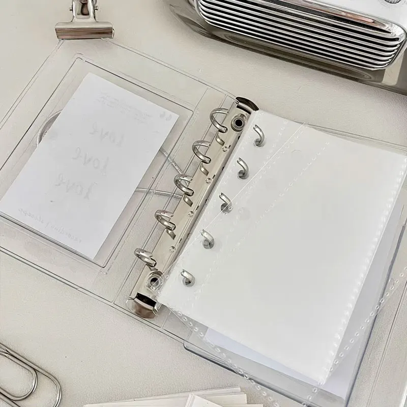 Portatile M5 5 fori tre pieghe PP porta carte a fogli mobili copertina trasparente per quaderno accessori morbidi per cancelleria per notebook