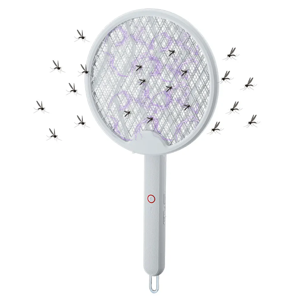 Handheld Insect Fly Swatter Racket Foldable Fly Swatter Trap with UV Light USB Rechargeable Power Grid Electric Mosquito Swatter