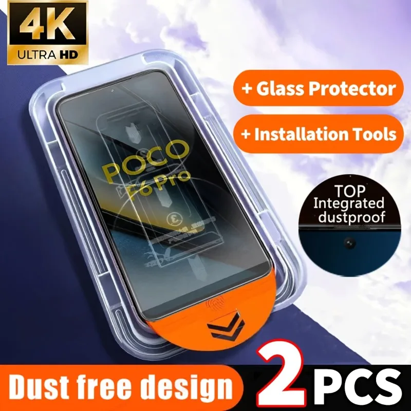 

2Pcs HD Dust-Free Tempered Glass for Xiaomi Poco X7 Pro X6 Neo X5 X4 GT X3 NFC Screen Protector For POCO F7 Ultra F6 F5 F3 Glass