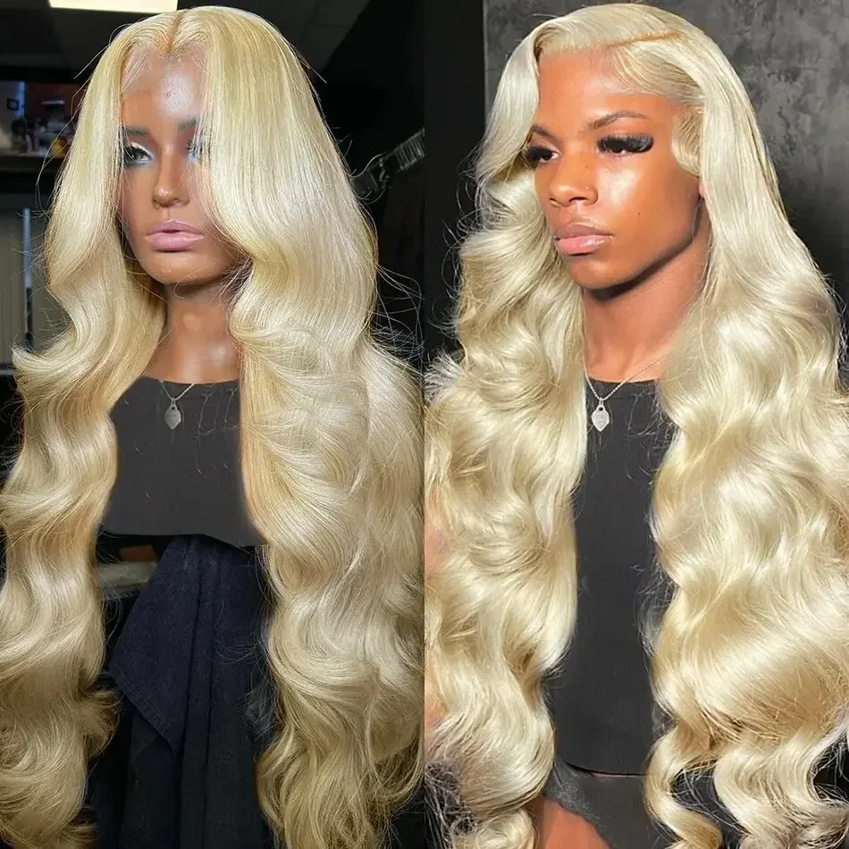 250 density 13x4 Lace Front Human Hair Body Wave 30 40 Inch 613 Blonde 13x6 Lace Frontal Wig Brazilian For Black Women