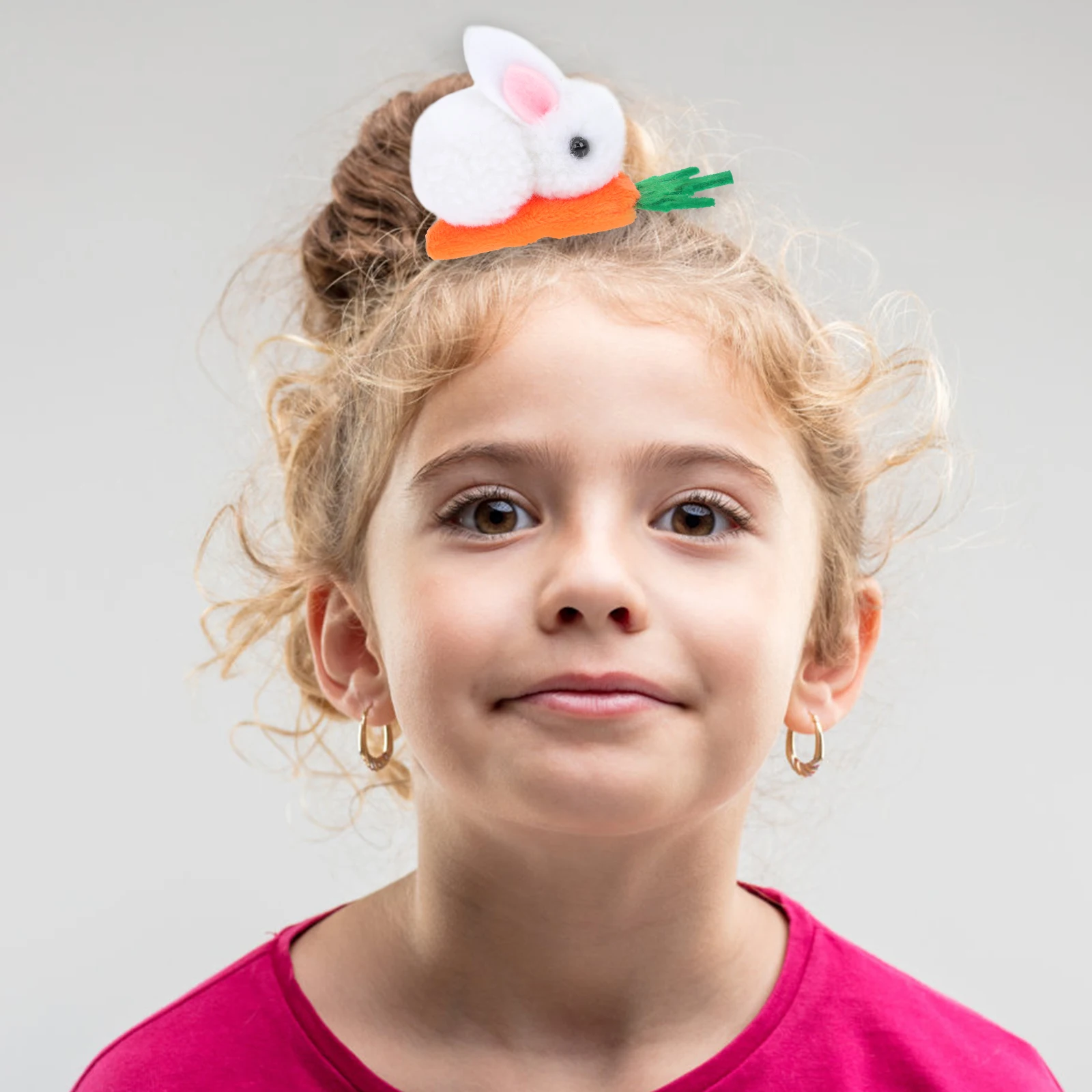 

4pcs Rabbit Hair Clips Cartoon Carrot Design Girls Accessories Pink Ears Headwear Baby Hairpins Daily Use Hair Care