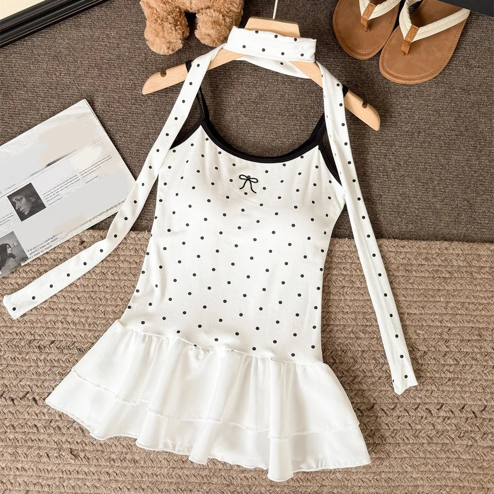 

Spicy Dots Strap Skinny Vest Tops Tanks Tops Sleeveless Bra with Pads Camisole Streetwear Women's Top Y2K Slim Crop Top Beach