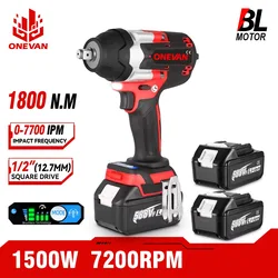 1800N.M Torque Brushless Electric Impact Wrench For Trucks 1/2 inch Cordless Wrench Driver Power Tool For Makita 18V Battery