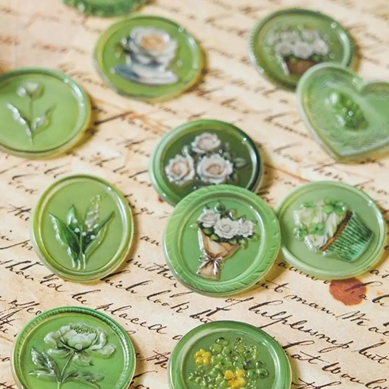 

Pack of 90 Flower Design Epoxy Seal Sticker Label Water Resistant for Stationery