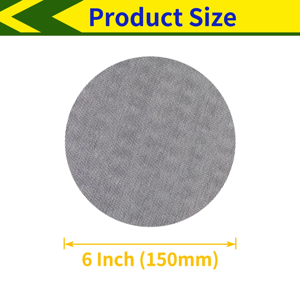 10PCS 6 Inch 150mm Mesh Sanding Discs Dust Free Anti-blocking,150mm Mesh Grip Disc 80-800 Grit for Polishing Car Putty Finishing