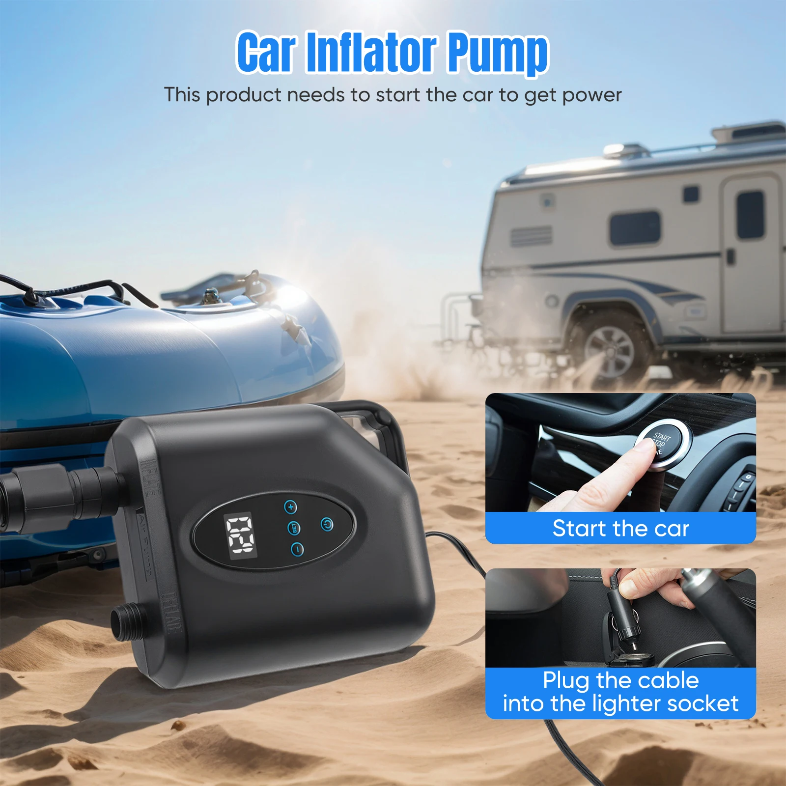 Image of 20PSI Aufblasbare Elektrische Luftpumpe Hochgeschwindigkeits-Luftkompressor für Outdoor-Surfen, Paddleboard, Luftmatratze, SUP, Boot