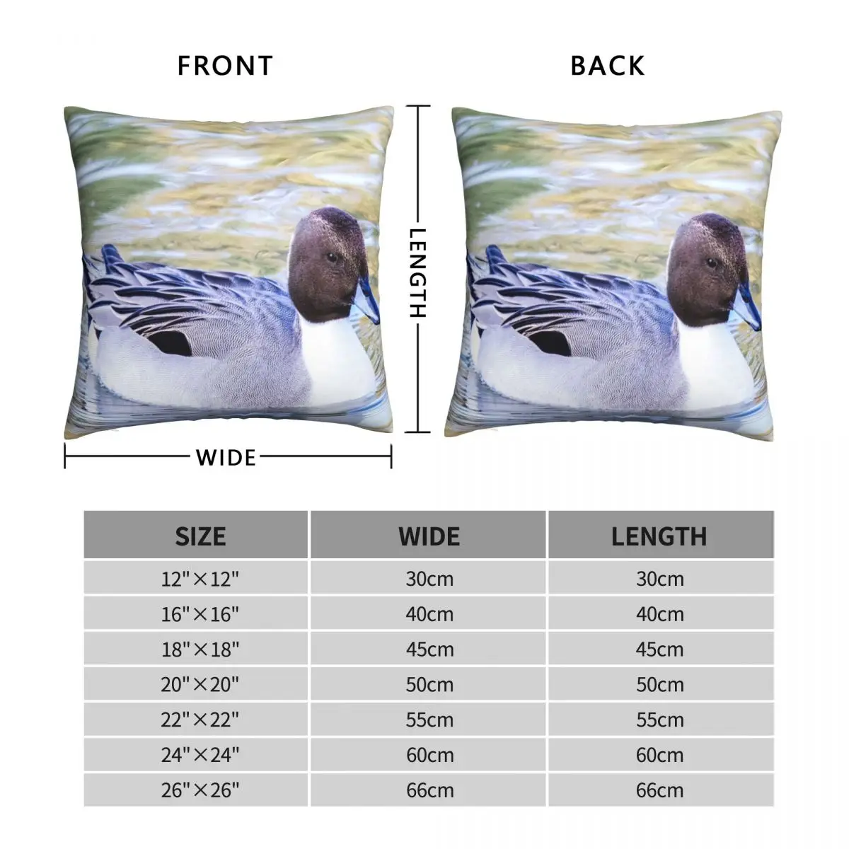 Northern Pintail Drake Square Pillowcase Polyester Linen Velvet Creative Zip Decor Throw Pillow Case Sofa Cushion Cover