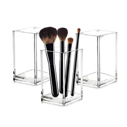 Clear Makeup Brush Holders Eyebrow Stationery Organizer for Office, Desk and Dressers Bathroom Desktop Storage Box