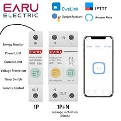 1P + N Din Rail WIFI kompaktowy licznik energii pobór mocy kWh czas przerywacz woltomierz przełącznik czasowy z przekaźnikiem dla inteligentnego domu