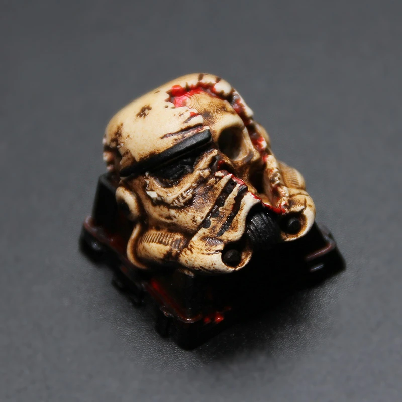 ECHOME Battle-damaged Skull Keycap Resin Artisan Anime Keyboard Cap Custom Cartoon KeyCap for Mechanical Keyboard Accessories