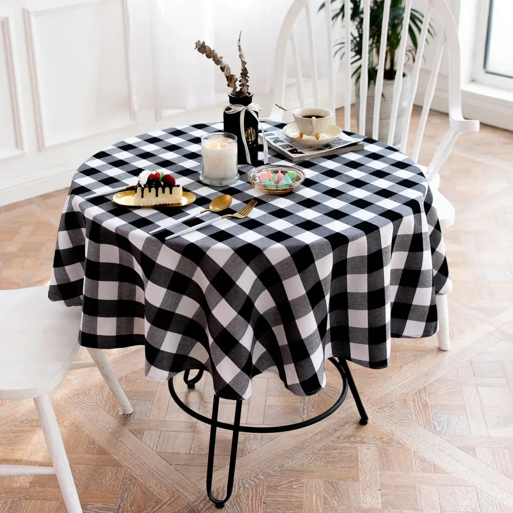 

Party Round Table Cover Plaid Table Cloth American Red Black Check Party Decoration Hotel Restaurant Placemat Spot Wholesale